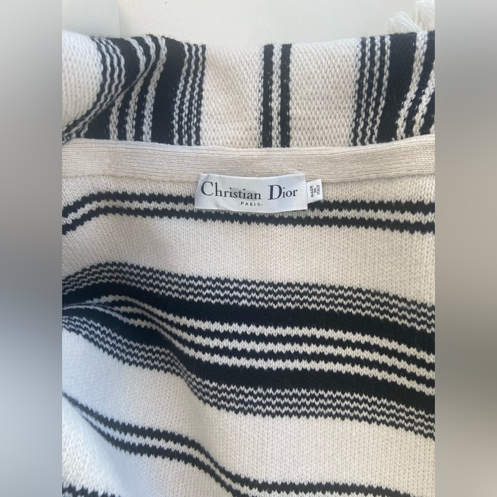 Christian Dior Striped Fringe trim striped Knit Cardigan Jacket with belt - Picture 6 of 10